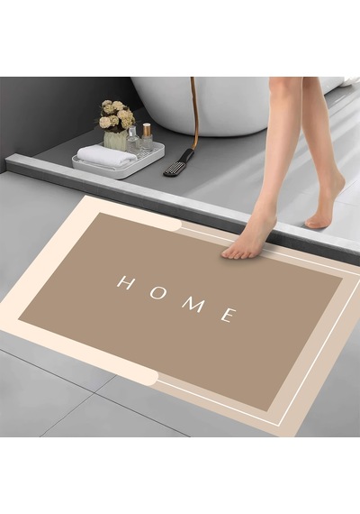 Dijital Kaymaz Yıkanabilir Banyo Mutfak Salon Paspas Halısı Trend Modern Al4001 krem