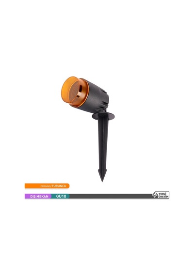 ACK Turuncu Renk PC Kazıklı Çim Armatürü GU10 Duy'lu Çok Renkli