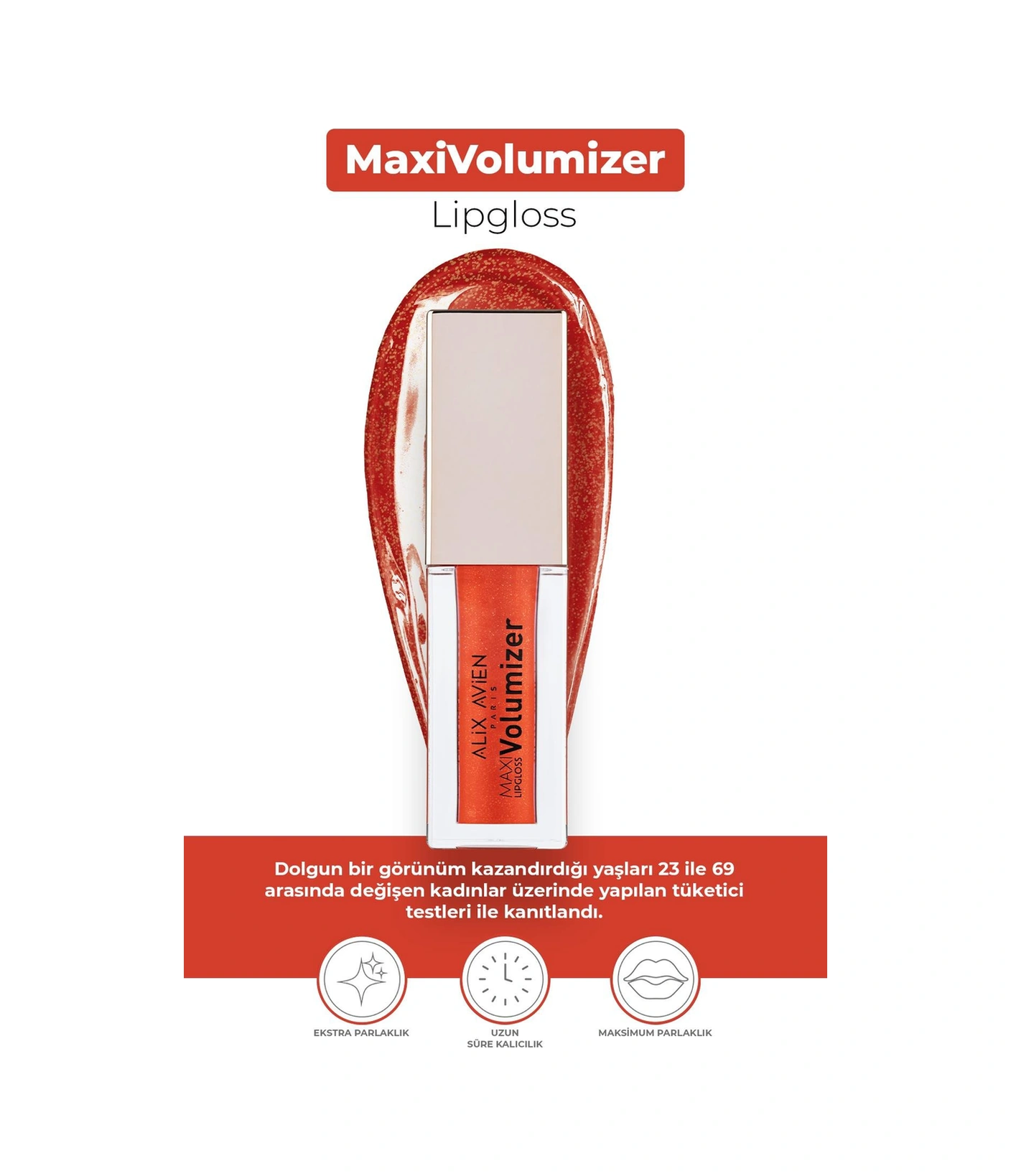 Alix Avien Maxivolumizer Lipgloss 218 Red Hot Luster Kalıcı Ve Nemlendirici Ruj Dolgunlaştırıcı Etki