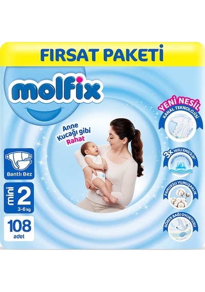 Molfix Bebek Bezi 2 Beden Mini Fırsat Paketi 108 Adet