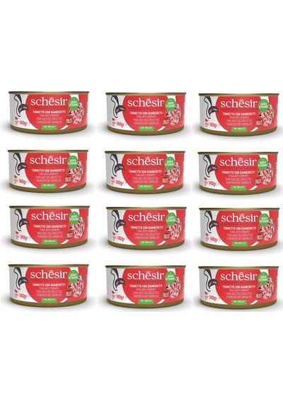 Schesir Ton Ve Karidesli Tam Ve Dengeli Kedi Konserve Jöleli 140 Gr. X 12 Adet