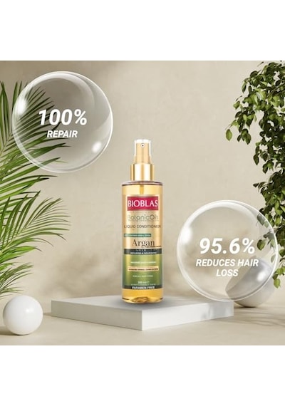 Bioblas Saç Dökülmesine Karşı Sıvı Saç Kremi Argan Yağlı, Bitkisel Serumlu, Durulanmayan, Kolay Tarama & Yoğun Bakım, 200 Ml