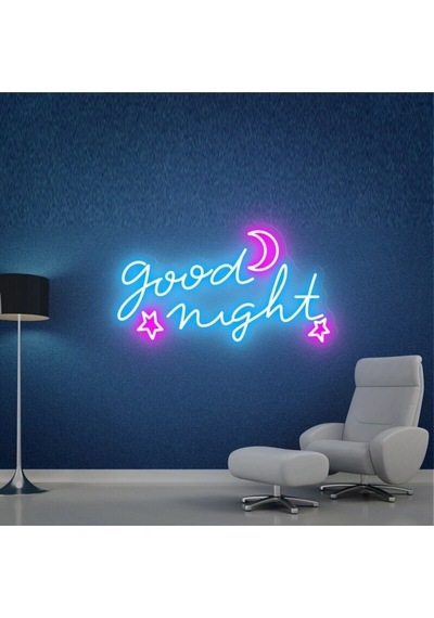 Good Nıght Yazılı Ve Şekilli Neon Tabela Turkuaz