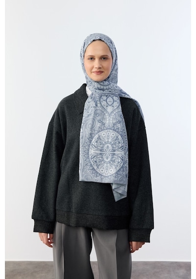Mirsoy Scarf Mirayze Etnik Desen Şal Füme