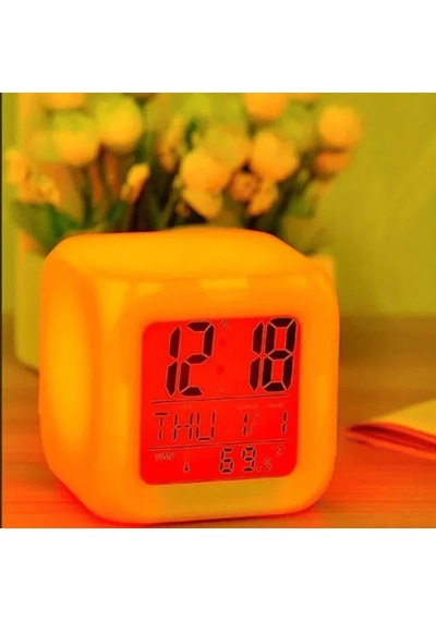 Led Dijital Renkli Masa Saati Alarm Termometre Tarih Masaüstü Saat 5468 Diğer