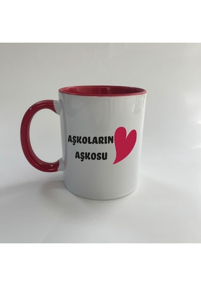 Mor Mürekkep Aşkoların Aşkosu Baskılı Kırmızı Mega Sevgililer Günü Kupası
