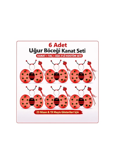 6&amp 39 Lı - 204 - Uğur Böceği Kostüm Seti At - Spt-gld - Taç Asa