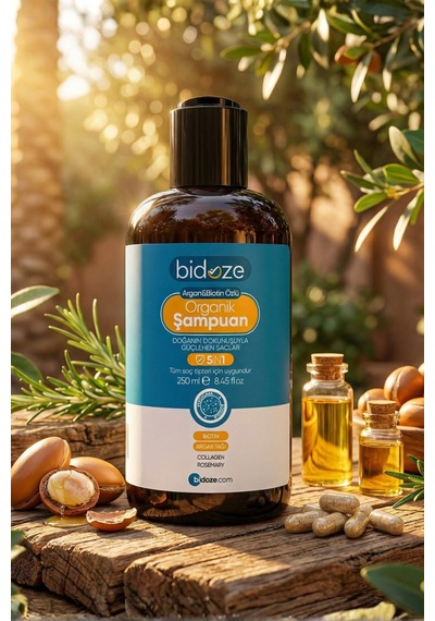 Bidoze Argan & Biotin Özlü Organik Şampuan 250 ML