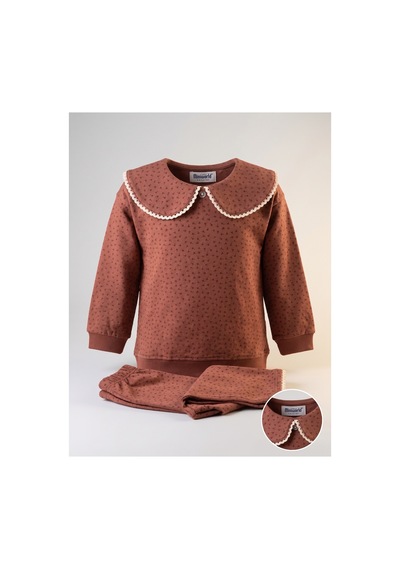 Deniva Kids Kız Çocuk Kiremit Rengi Dantel Detaylı Bebe Yaka Desenli Alt Üst Takım Kahverengi Deniva Kids Kız Çocuk Kiremit Rengi Dantel Detaylı Bebe Yaka Desenli Alt Üst Takım Kahverengi