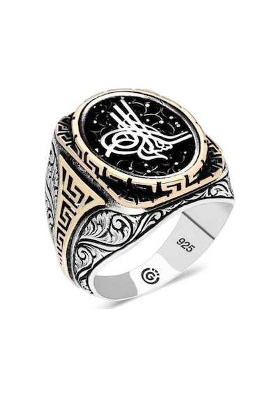 Gümüş Tuğra Oval Erkek Yüzük (546038619)