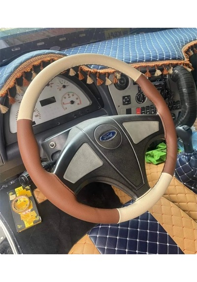 Dikişli Deri Direksiyon Kılıfı 66 Taba/bej Deri Siyah Dikişli Ford 3230 S Için