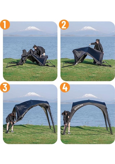 Instant Pavilion Gazebo 300x300x215cm Siyah Plaj Bahçe Tentesi Açık Çadır