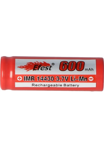 Efest Imr 14430 600 Mah 3.6V - Pozitif Kutup Düz 3.7V li-Ion Pil Boyutlar 42.63x14.4MM