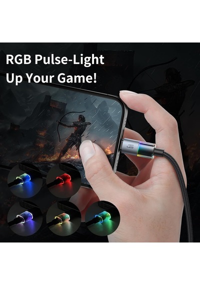 Ca-8180 Usb Typec 6a 7 Renkli Led Işıklı Şarj Data Kablosu