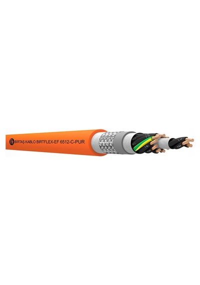 Birtaş Ef6512-c-pur-jz-3x1.5 ,kesit 1.5mm² 3-damar/çok Telli Blendajlı Ağırşart Hareketli 1mt Pur Kablo