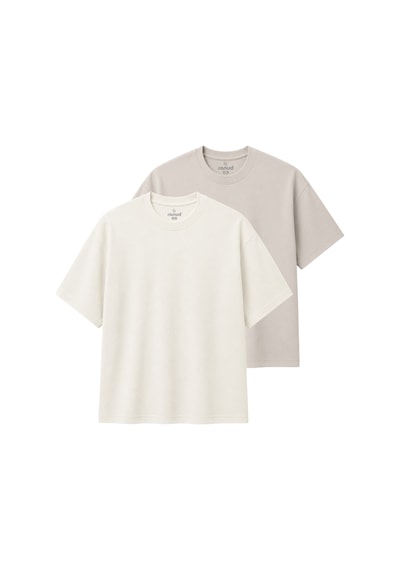 Ranud Erkek Oversize Fit 2'li Tişört Paketi,%100 Pamuk, Yumuşak Fırçalı Kumaş, Oeko-tex Sertifikalı Taş + Ekru Ranud Erkek Oversize Fit 2'li Tişört Paketi,%100 Pamuk, Yumuşak Fırçalı Kumaş, Oeko-tex Sertifikalı Taş + Ekru