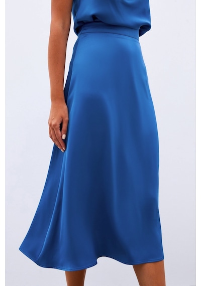 Sateen Midi Boy Saten Etek - İndigo Lacivert