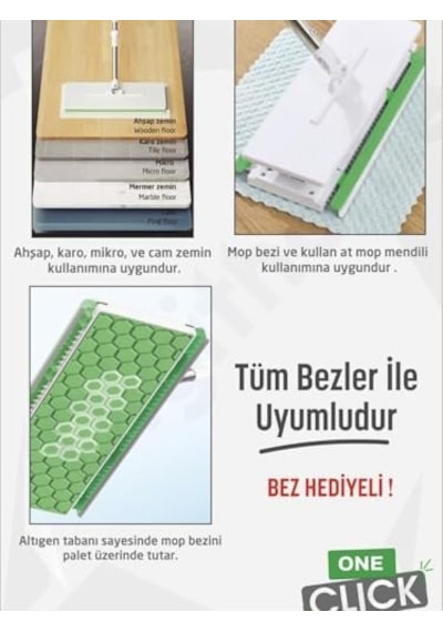 One Click Akıllı Mop Paleti Xl 32cm Tembel Mop El Değmeden Islak Havlu Ve Bez Kullan At Otomatik Dgt-101 50 x 22