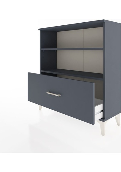 Arges Şifonyer 2 Raflı Tek Çekmeceli 88x30x96 Antrasit-antrasit Antrasit