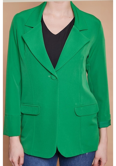 Yakalı Kolu Katlamalı Cep Kapaklı Salaş Boyfriend Oversize Hafif Likralı Kumaş Blazer Ceket -b.yeşil B.yeşili Yakalı Kolu Katlamalı Cep Kapaklı Salaş Boyfriend Oversize Hafif Likralı Kumaş Blazer Ceket -b.yeşil B.yeşili