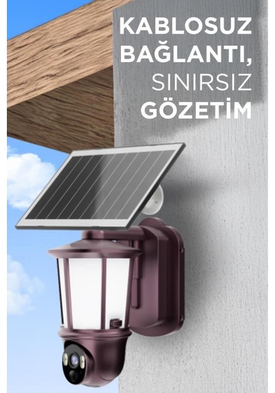 Cmr29 Şarjlı Duvar Lambası Görünümlü Dış Mekan Kamerası Akıllı Ip Güneş Enerjili Kamera