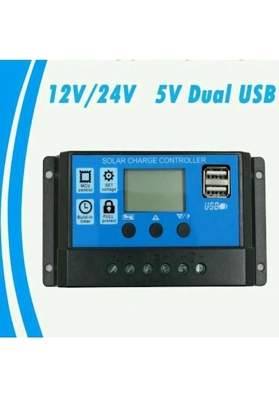 30A Solar Güneş Paneli Şarj Kontrol Cihazı Regülatörü 12 V-24 V (Tü