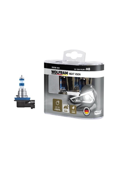 Wolfram Ampul 12v H8 35 Pgj19-1 Nıght Vısıon 150 Fazla 20 Beyaz Işık IS00-WOLFRAM 29218 NV