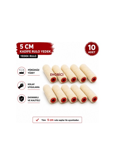 Kadife Rulo 10 Lu Yedek 5cm Moher