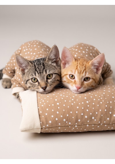 Latte Sprinkles Kedi Uyku Seti Penye Kedi Tulum Ve Mini Yastık Takımı Pamuklu Tüy Dökülmesini Azaltır