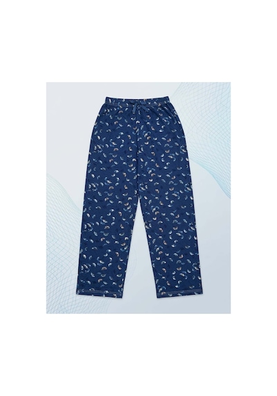 Aura Collections Kadın Viskon Pamuklu Pijama Altı Soft Örme Mevsimlik Ev Pantolonu Mavi