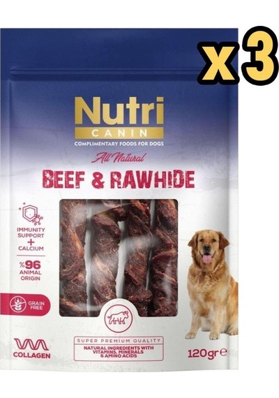 Nutri Canin Rawhide Sığır Eti Sarılı Orta Büyük Irk Köpek Kemik Ödülü 3 x 120 G