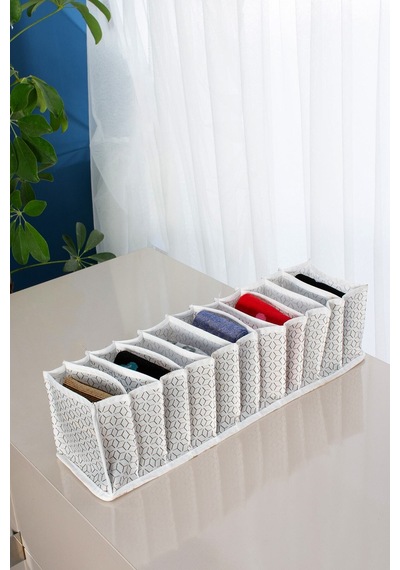 Small 11 Gözlü Çekmece Içi Düzenleyici Organizer Desenli 12 X 40 X 12 Kumaş Gri Tr Diğer