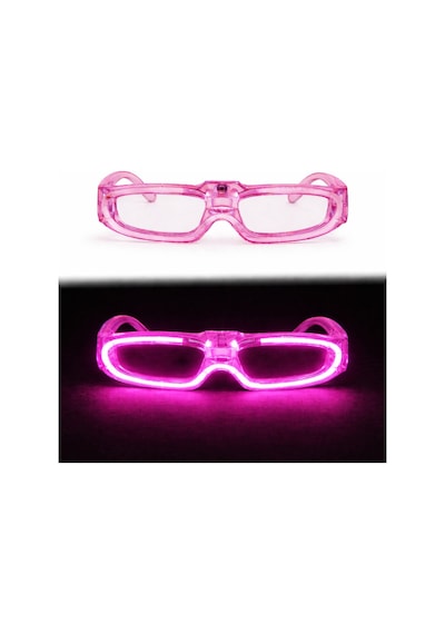 Pembe Led Işıklı Parti Gözlüğü 3 Modlu Glow &amp Gece Eğlence Gözlüğü - Yluh-874133