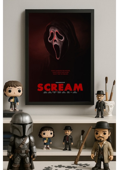 Scream Siyah Ahşap Çerçeveli Poster, Film Duvar Tablosu