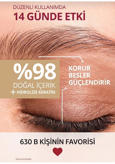 Natural %98 Doğal İçerikli Ve Hidrolize Keratinli Kaş Kirpik Bakım Serumu 14 Günde Etkili Özel Seri Şeffaf
