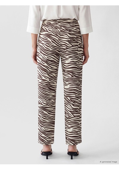 Lcwaıkıkı Basic Kahverengi Beli Lastikli Zebra Desenli Kadın Pantolon