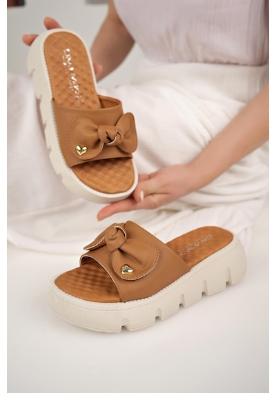 Nesil Shoes Dvm 6600 Taba Masaj Tabanlı Kadın Terlik-Taba