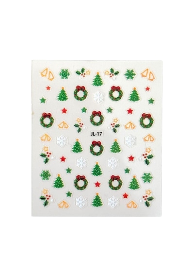 No:17 - Çam Ağacı Figürlü 3d Tasarım Yapışkan Tırnak Sticker Tırnak Dövmesi Nail Art