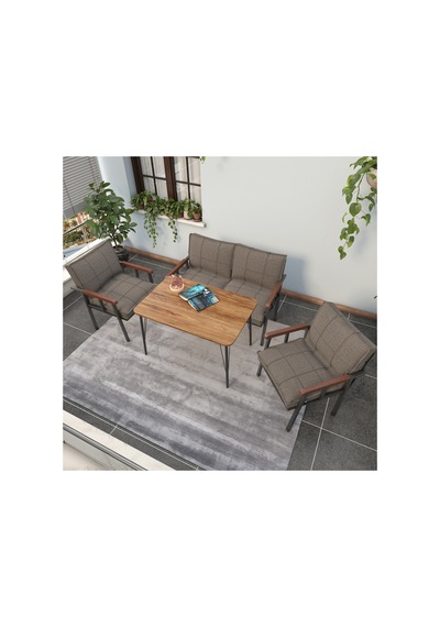Mygusi Modern Balkon, Bahçe, Cafe - Metal Kanepe Koltuk Takımı - 2+1+1 60x90 Cm Masalı - Cappucino Cappuccino Mygusi Modern Balkon, Bahçe, Cafe - Metal Kanepe Koltuk Takımı - 2+1+1 60x90 Cm Masalı - Cappucino Cappuccino