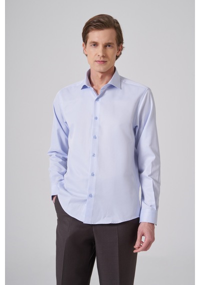 Morven Erkek A.mavi Polyester Trend Slim Fit Tam İtalyan Yaka Gömlek 26mc004044301 A.mavi