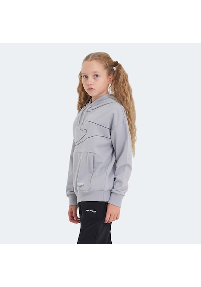 Slazenger LINK Çocuk Kapüşonlu Cepli Taş Gri Sweatshirt