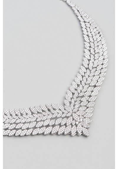 So Chic Saray Işıltısı 18 Ayar Beyaz Altın Kaplama 42 CM Gümüş Gerdanlık