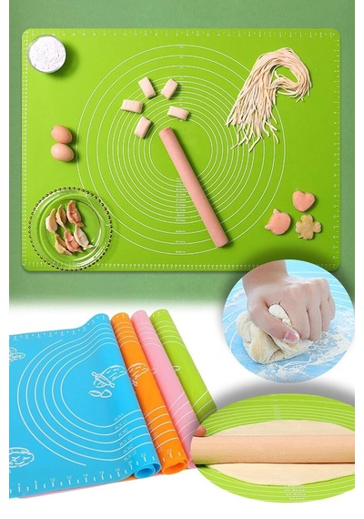 Hamur Seti 4Lü Set /Ölçekli Hamur Açma Matı + 3'lü Hamur Spatulası