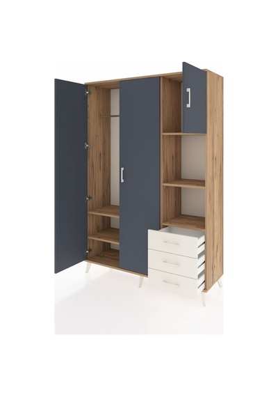 Hyperion Dolap 5 Raflı 3 Çekmeceli Tek Askılı 132x44x195 Çam-antrasit/aytaşı Antrasıt/aytası Hyperion Dolap 5 Raflı 3 Çekmeceli Tek Askılı 132x44x195 Çam-antrasit/aytaşı Antrasıt/aytası