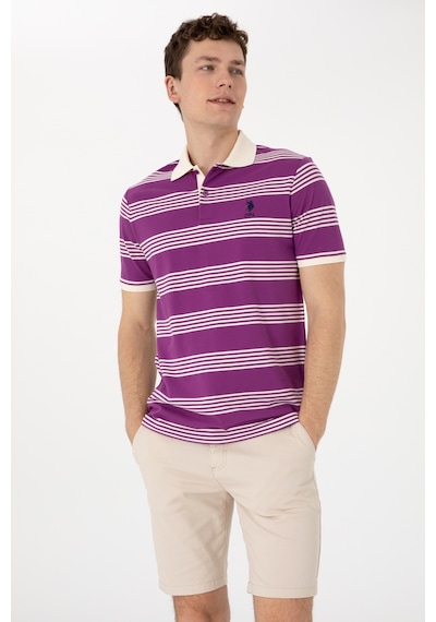 U.S. Polo Assn. Erkek Regular Fit Polo Yaka Menekşe Çizgili Tişört 50306826-VR037 U.S. Polo Assn. Erkek Regular Fit Polo Yaka Menekşe Çizgili Tişört 50306826-VR037