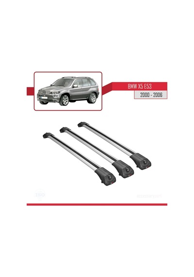 Bmw X5 E53 2000-2006 Arası İle Uyumlu Ace-1 Ara Atkı Tavan Barı Gri 3 Adet Bar