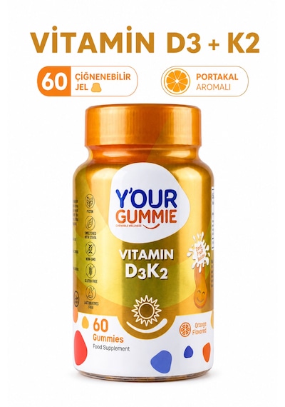 Y'our Gummie D3 K2 Vitamini Gummies Portakal Aromalı 60 Gummies