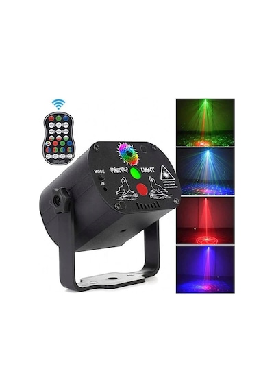 Ginny Disko Led Rgb Lazer Işıklı Led Aydınlatmalı Mini Sahne Ses Kontrollü Parti Işığı Ct-lzr1 Siyah Black