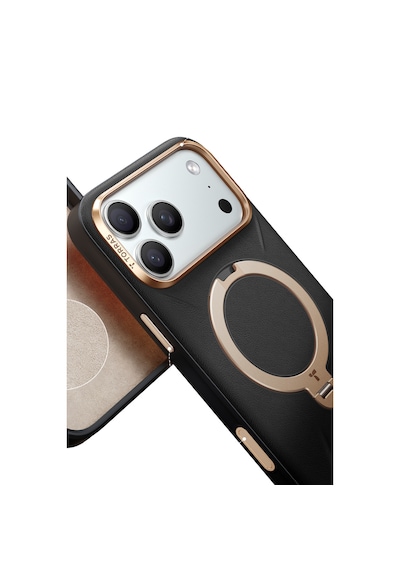 Torras Apple iPhone Uyumlu 17 Pro O Stand Spin Vegskin Serisi Magsafe Kılıf Siyah