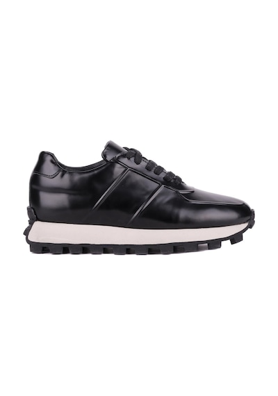 Shoetyle - Siyah Hakiki Açma Deri Bağcıklı Erkek Sneaker 115-k556-1320 Siyah